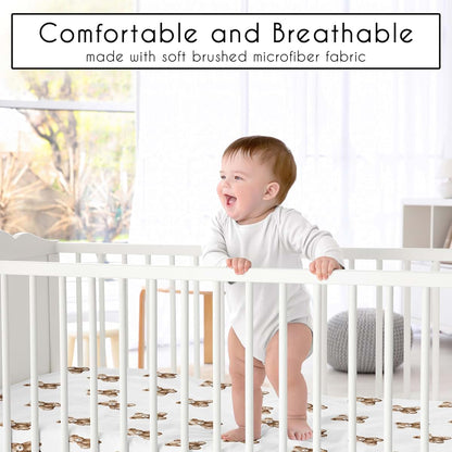 Sweet Jojo Designs Boho Teddy Bear Mini Crib Fitted Sheet, Brushed Microfiber, 52x28