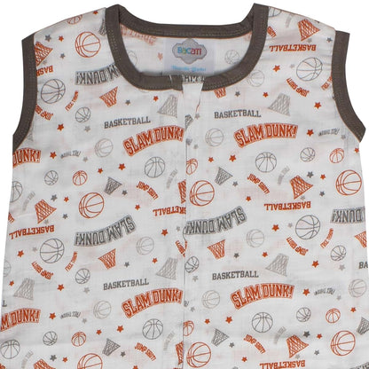 Bacati Basketball Muslin Sleep Sack, Small, Orange/Grey (photo 3)