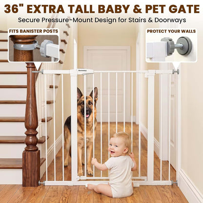 Adjustable Metal Pet and Child Safety Gate for Doors and Stairways