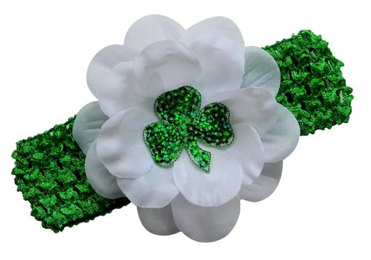 Funny Girl Designs St. Patrick's Day Shamrock Baby Headband (Green Crochet Band (0-5/6 Years+))