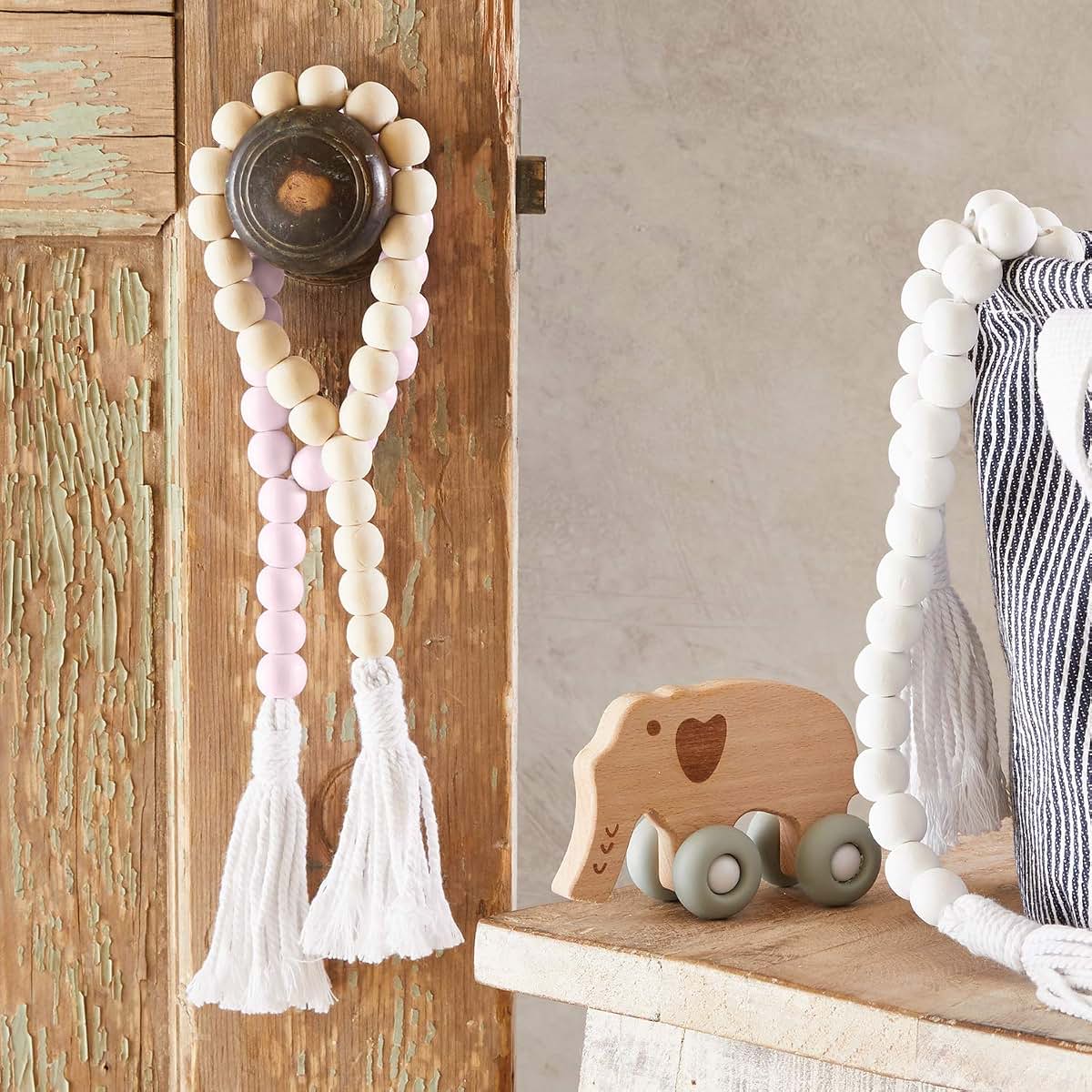 Stephan Baby Looped Wood Bead Nursery Garland, Natural (photo 2)