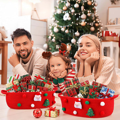 FoldTier 6-Piece Woven Cotton Rope Christmas Storage Basket Set