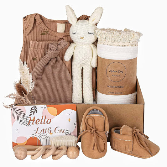 Meloom Baby Gift Set, Newborn Essentials Box In Brown