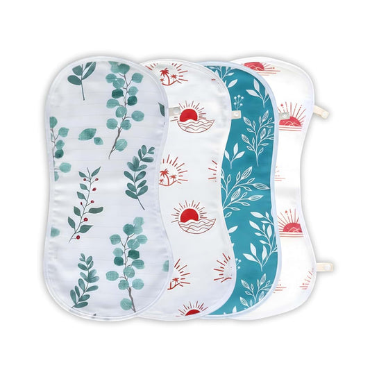 CHAKOOS Soft Baby Burp Cloths 4 Pack — 70% Bamboo 30% Cotton, Super Absorbent Burping Cloths for Newborn Boys & Girls