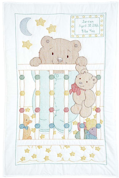 Jack Dempsey Needle Art Peek-A-Boo Teddy Crib Quilt Top