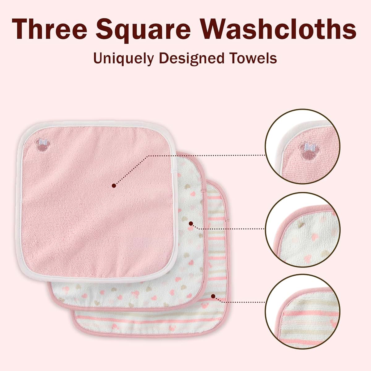 Minnie Mouse Hooded Bath Towel Set for Newborns and Infants