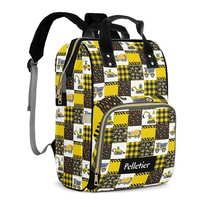 LiSoAkWE Traffic Car Patchwork Yellow Personalized Diaper Bag Backpack with Name,Customized Nappy Backpack for Baby (photo 2)
