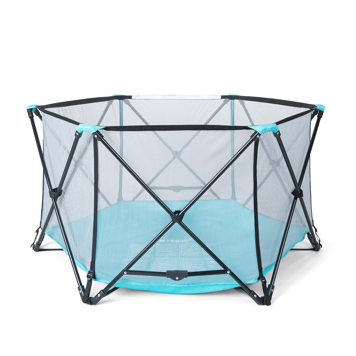 Regalo My Play Portable 6-Panel Baby Playpen with Mesh Sides, 48 Inch, Aqua/Black