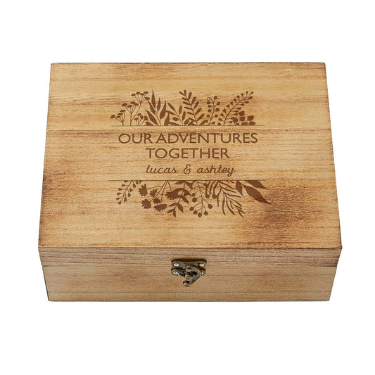 Let's Make Memories Personalized Wooden Keepsake Box With Hinged Lid