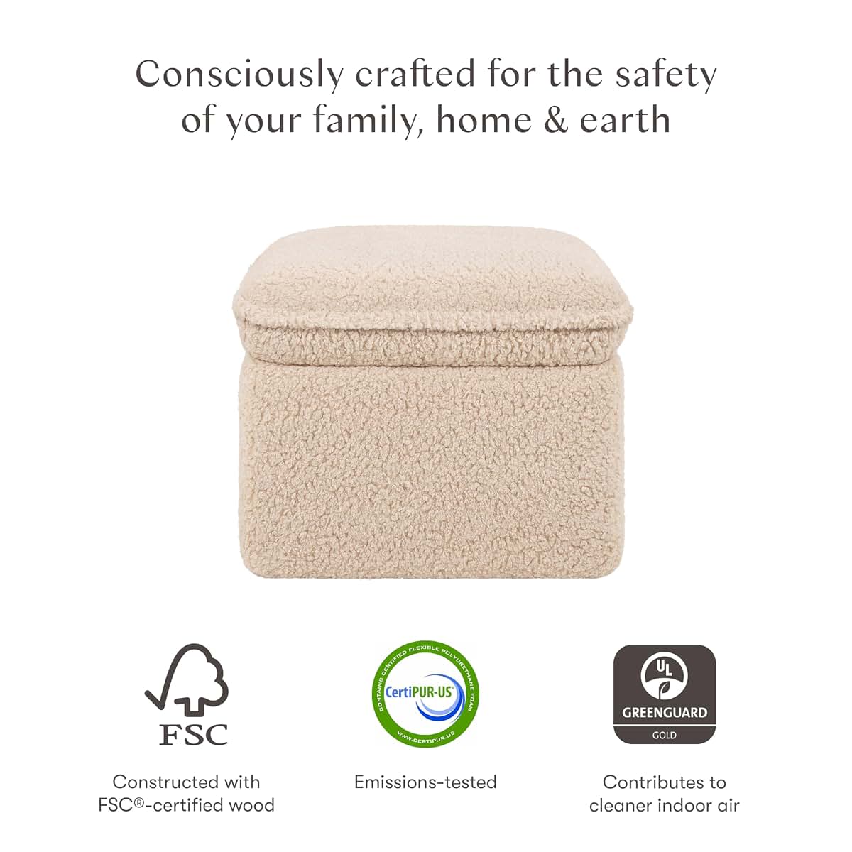 Babyletto Cali Storage Ottoman In Chai Shearling