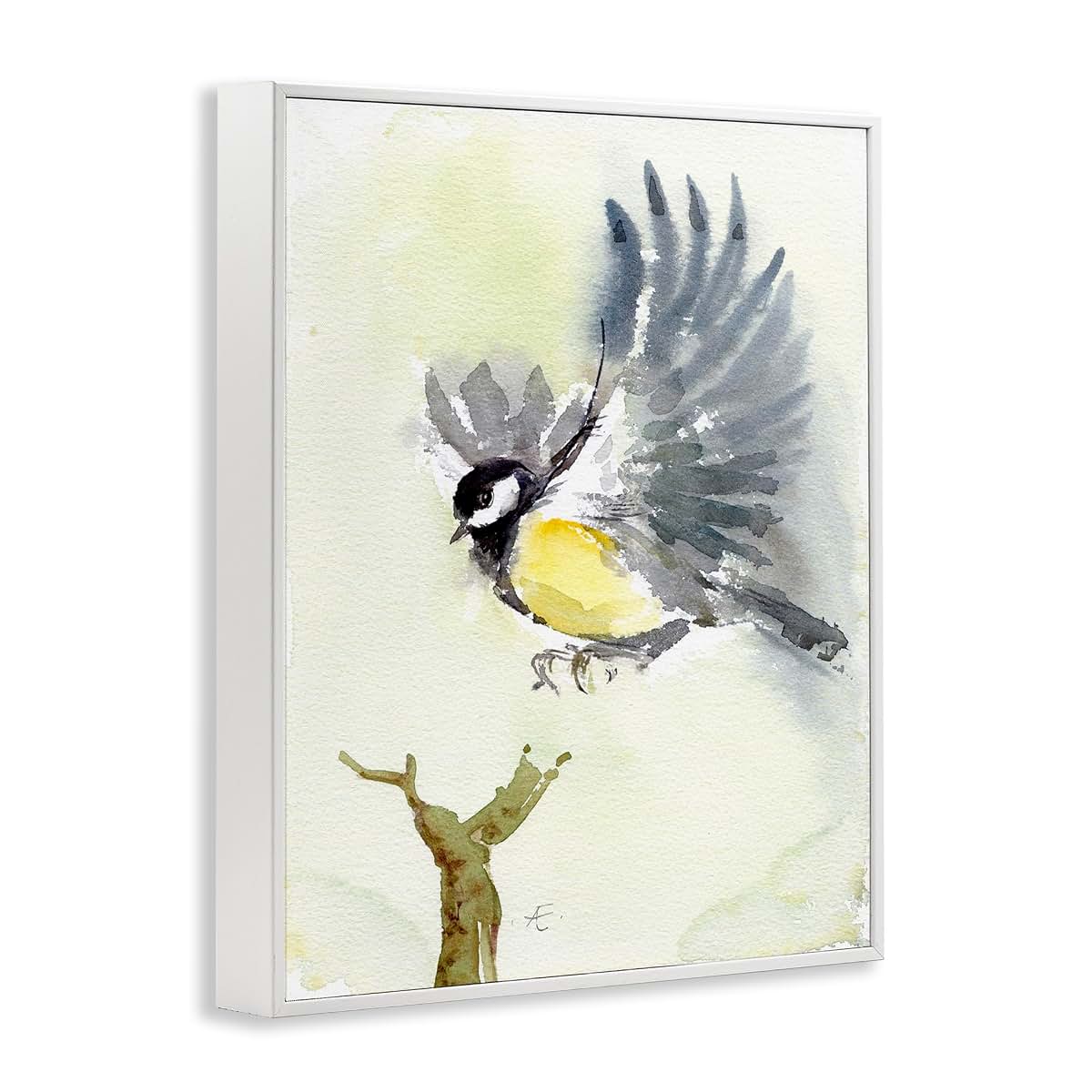 Stupell Industries Yellow Belly Bird Watercolor Framed Wall Art