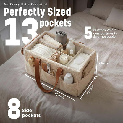 DRAXSTONE Baby Diaper Caddy Organizer with Adjustable Handle and Secure Snap Pocket - Portable Diaper Caddy Basket (photo 2)