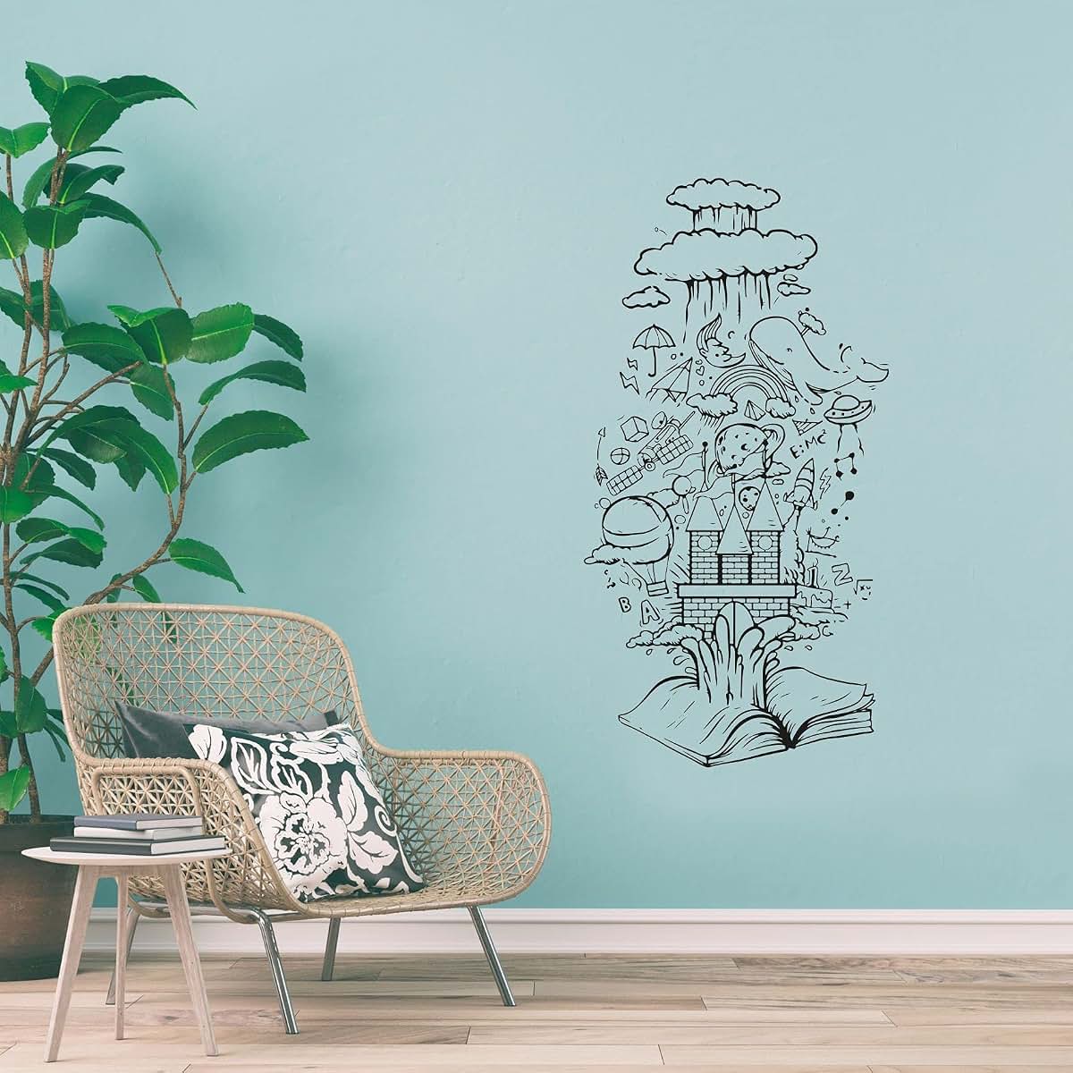 All Things Valuable Open Book Adventure Imagination Books Silhouette Vinyl Wall Art Wall Sticker Wall Decal