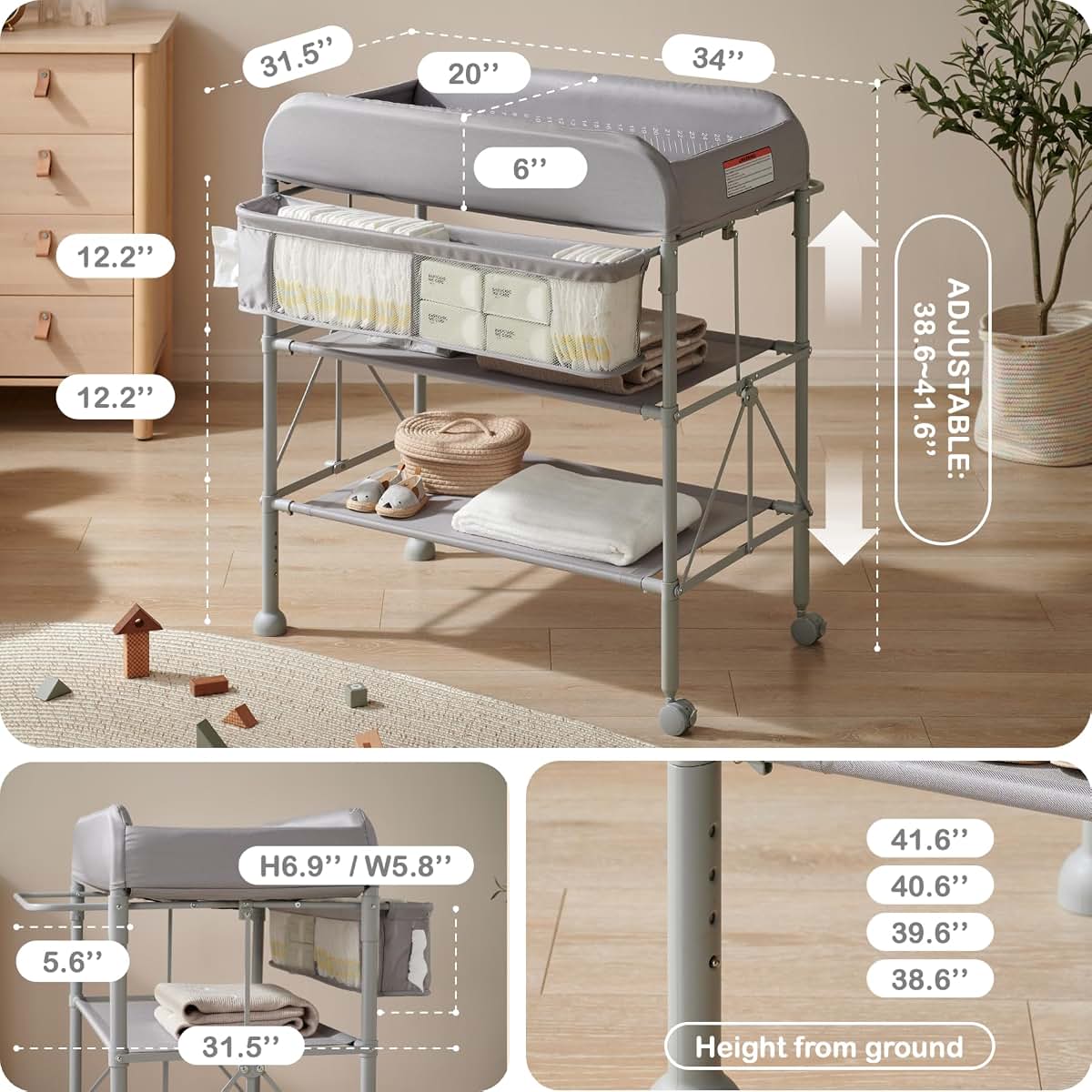 Beka Portable Diaper Changing Station With 4-Level Adjustable Height