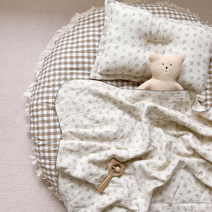 MKXI Muslin Floral Toddler Blanket, 100% Cotton Swaddle, 47 x 51 Inch, Lightweight