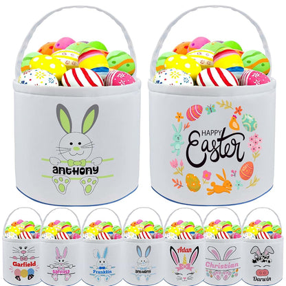 Farmelov Personalized Easter Baskets for Girls Boys Kids with Name Custom Buny Easter Basket Customized Easter Egg Tote