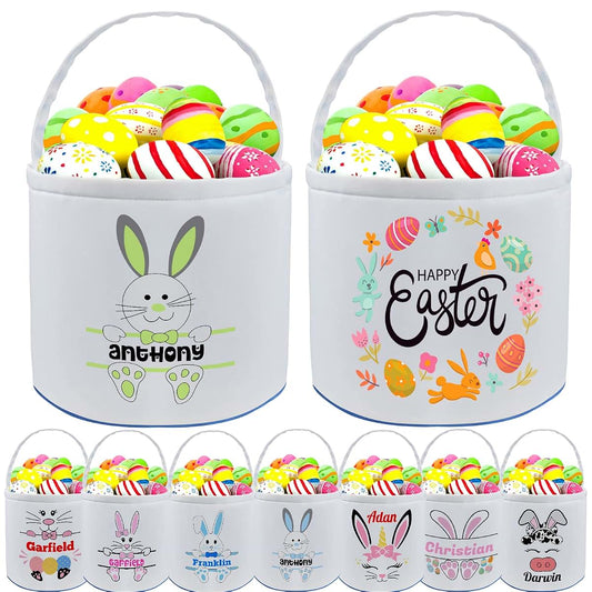 Farmelov Personalized Easter Baskets for Girls Boys Kids with Name Custom Buny Easter Basket Customized Easter Egg Tote