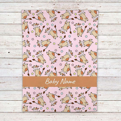 Gifts Everywhere Personalized Cow Customized Baby Newborn Gifts Catch Blanket,Print Baby Blankets for boy and girl with (photo 2)
