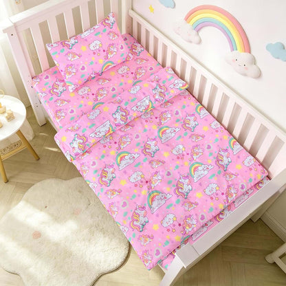 JISEN 3 Piece Crib Bedding Set Pink Unicorns