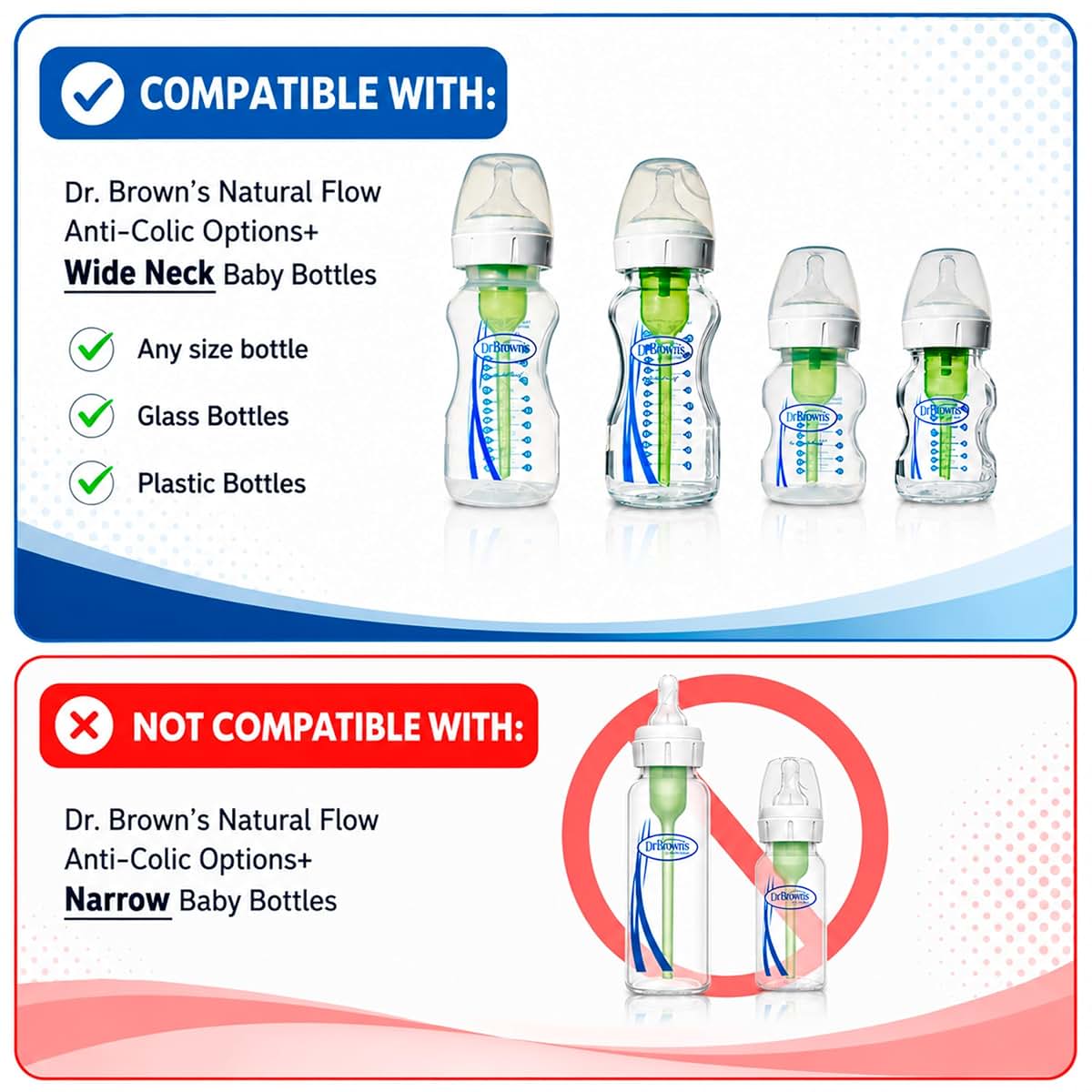 BelBeyo Sippy Spout Nipples for Dr. Brown's Wide-Neck Baby Bottles 4+Months