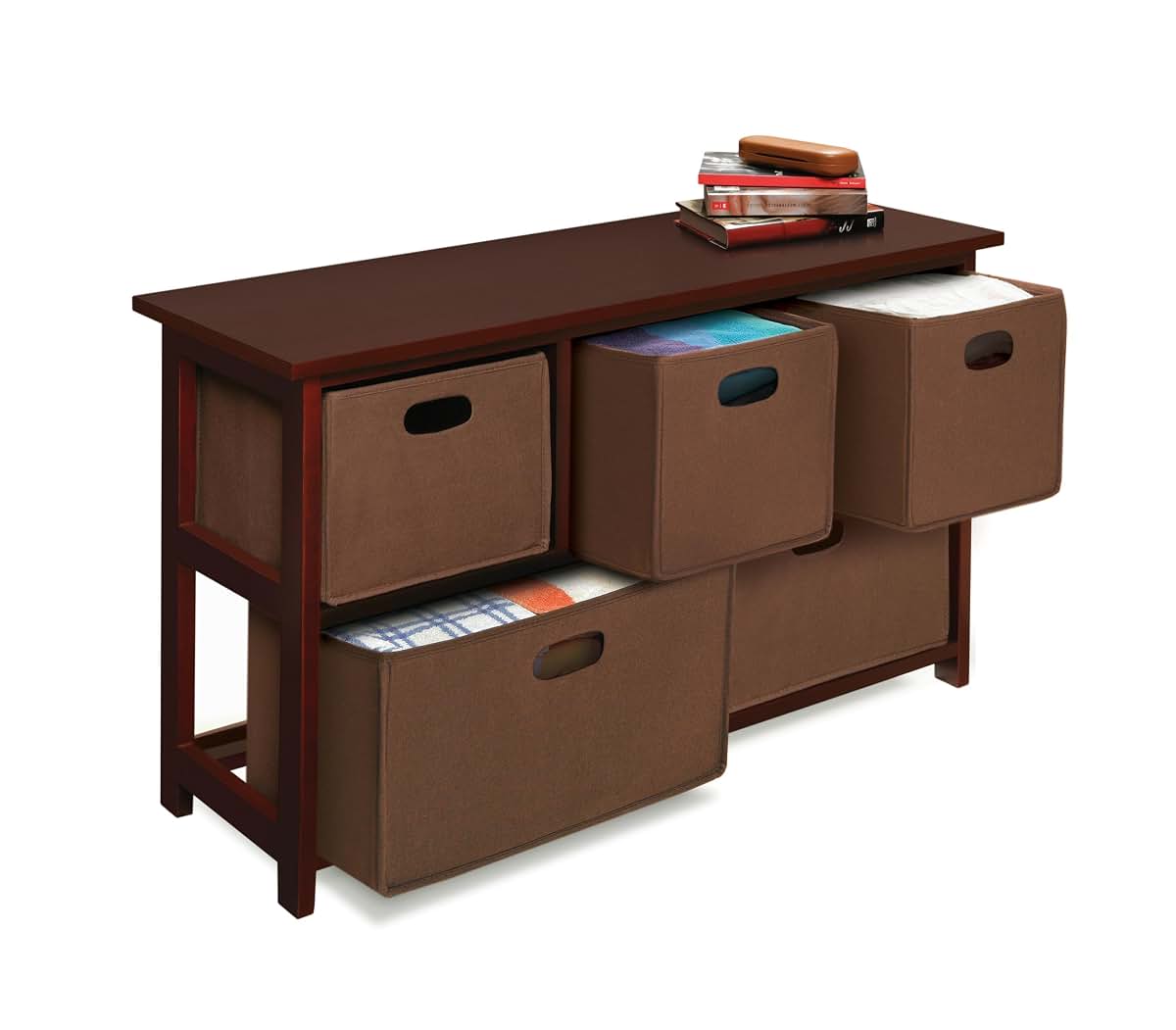 Badger Basket Five Drawer Nursery Storage Organizer with Fabric Baskets, Cherry