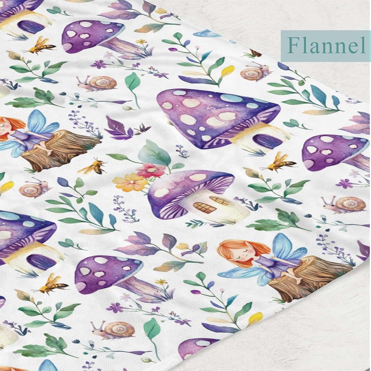 Wicbfdfv Cute Magical Fairies Mushroom Purple Baby Blanket (photo 3)