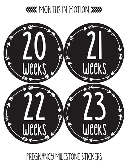 Months In Motion Pregnancy Weekly Belly Growth Stickers - 36 Piece Set