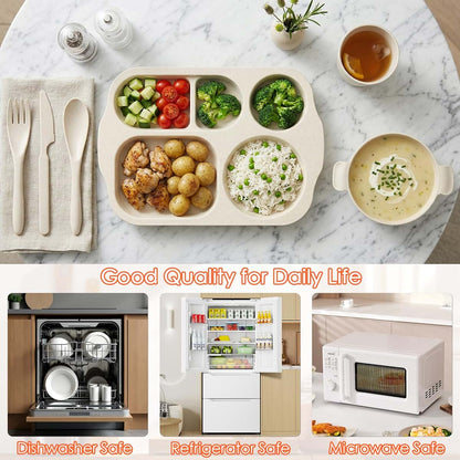 24 Pcs Plastic Dinnerware Set For Kids And Adults Reusable Microwave Dishwasher Safe