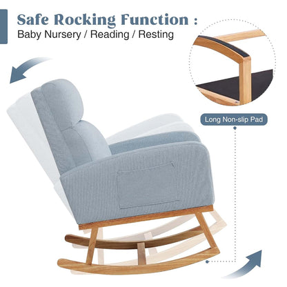 HCHAIRH Rocking Chair Nursery, Modern Nursing Glider Rocking Chairs Comfy Rocker Armchair with Solid Wood Legs for (photo 3)