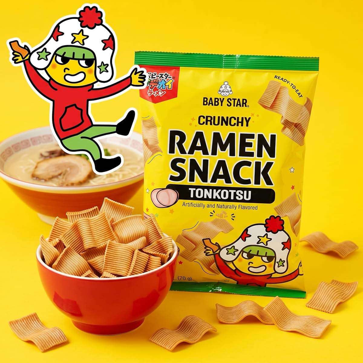 Baby Star Tonkotsu Crunchy Ramen Snack Wide, 6 Pack (photo 2)