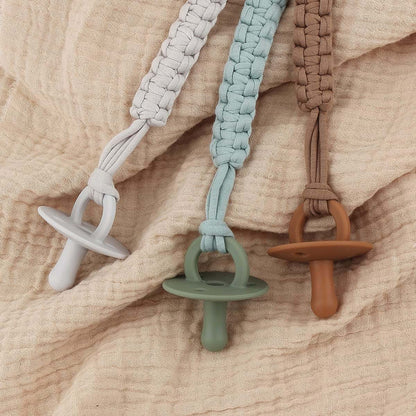 Kapihouse Pacifier Clip for boy 9.2 Inch Pacifier Leashes woodern Clips Teething Toy with Handmade Braided Cotton (photo 4)