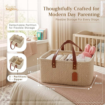 Maison BabyBloom Velvet Diaper Caddy Organizer for Baby Essentials, Premium Nursery Organizer, Portable Baby Organizer (photo 4)