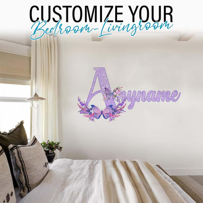 SOUTH9STICKER Custom Butterfly Initial Name Wall Decal Personalized UV DTF (photo 2)