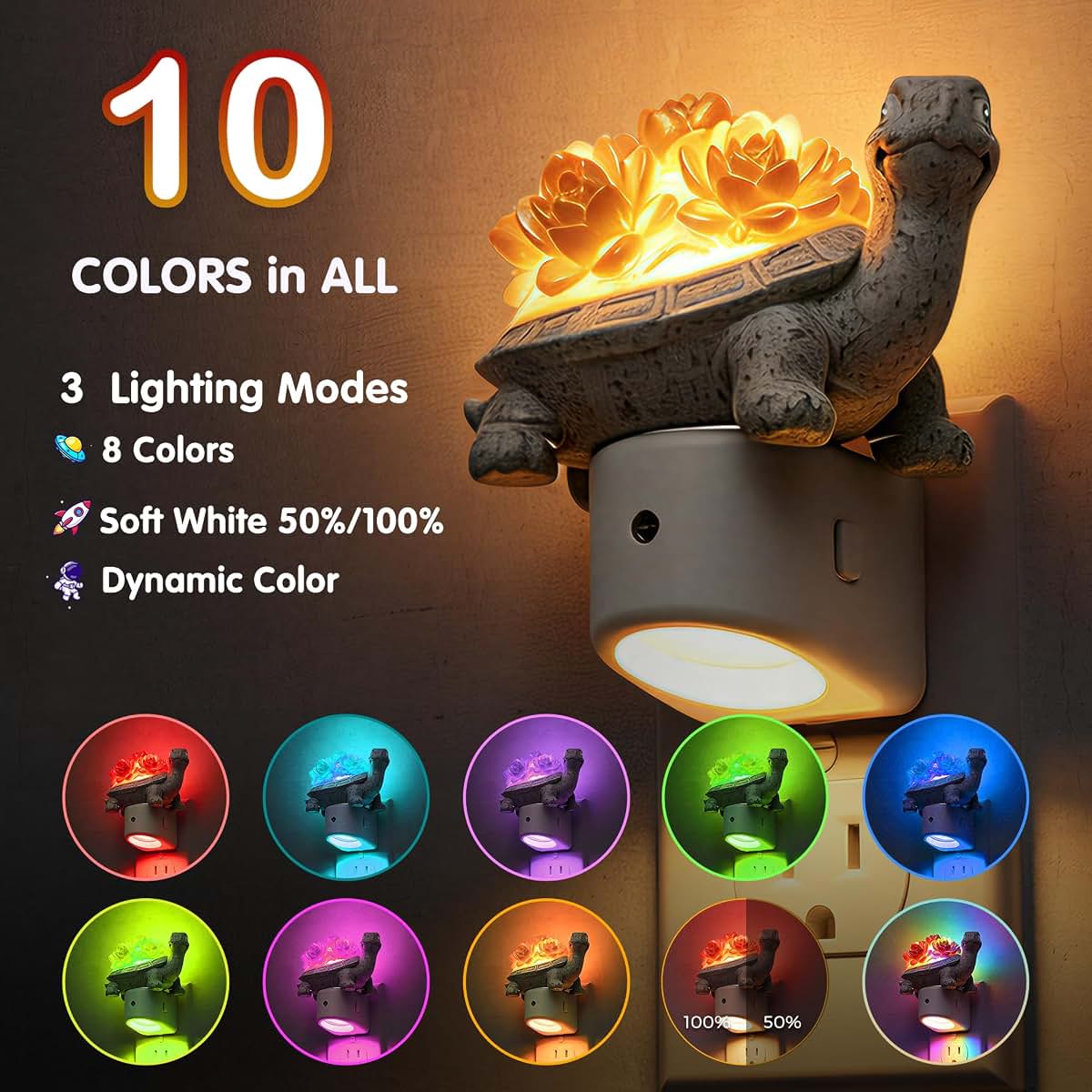 L LOHAS LED 3D Turtle Night Light for Kids with Dusk to Dawn Sensor