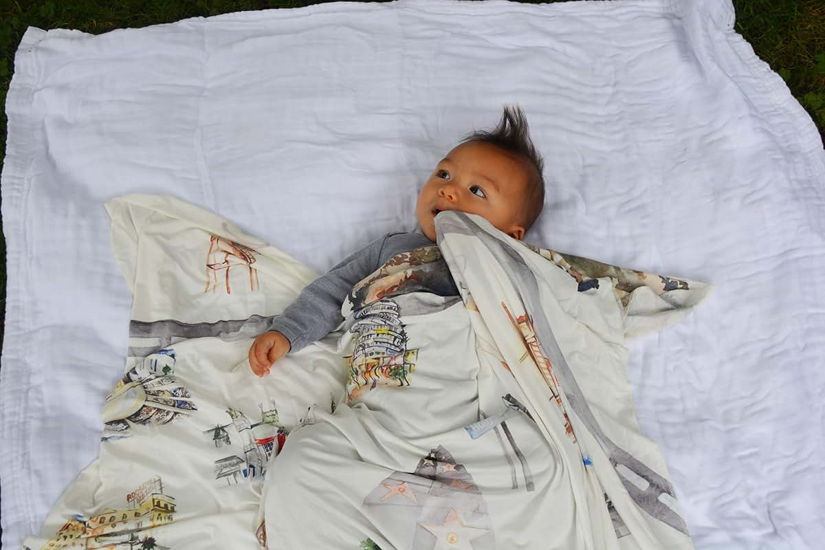 BabyOneStop Swaddling Wrap Blanket, Hollywood Landmark Collection Print
