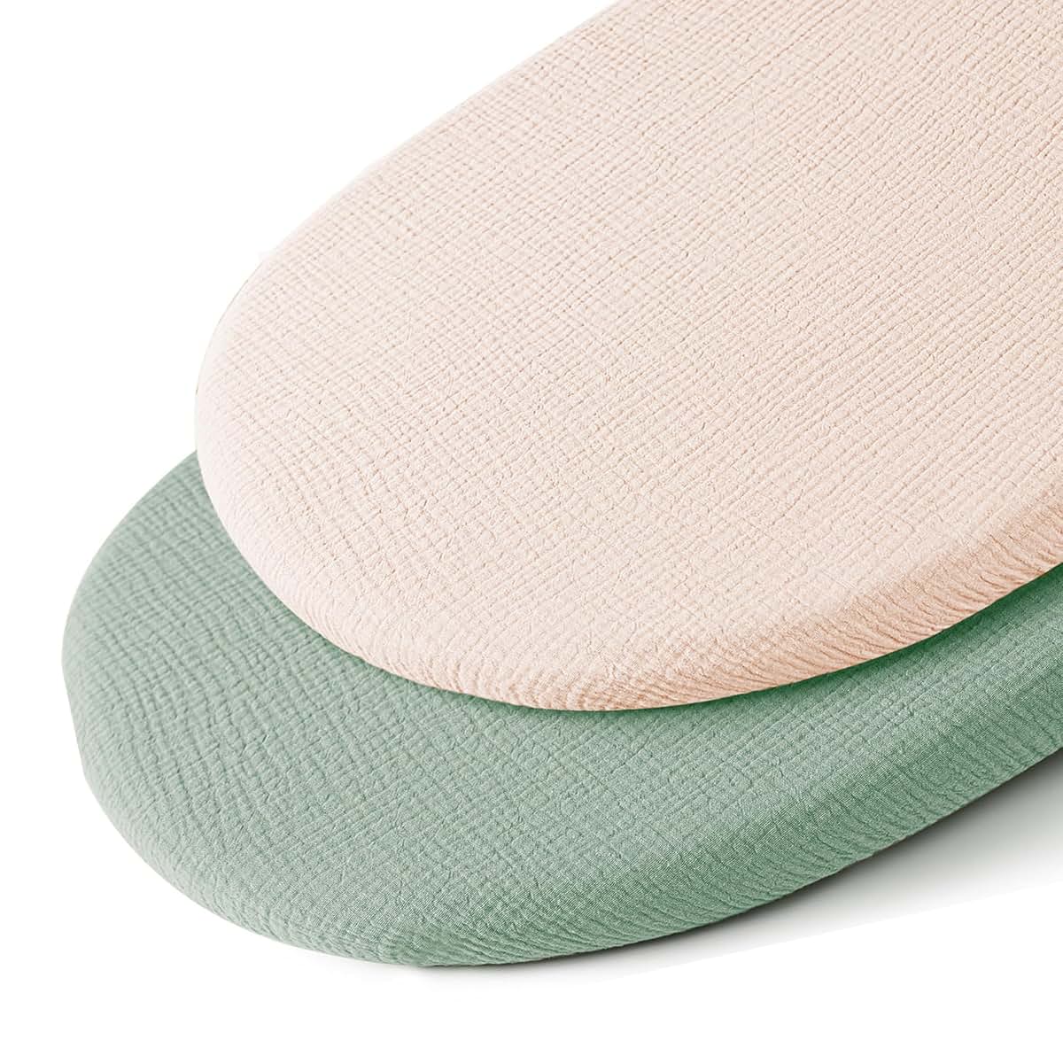 Muslin Bassinet Sheets for Baby - Soft Cotton 2 Pack Fitted Crib Sheets
