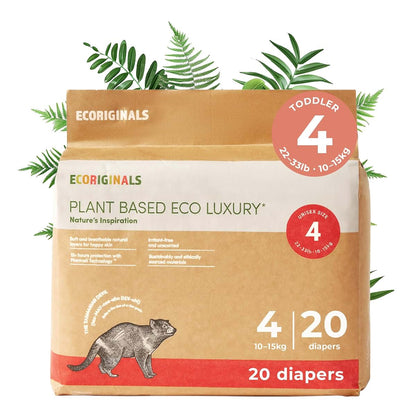 Ecoriginals Eco Toddler Diapers - Plant-Based Layers for Size 4 Fit
