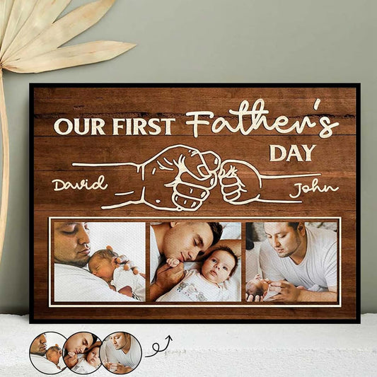 Nonnie Personalized Father Day Picture Frame Wall Art, Daddy To The World You Are One Person Canvas, Dad Photo Gifts
