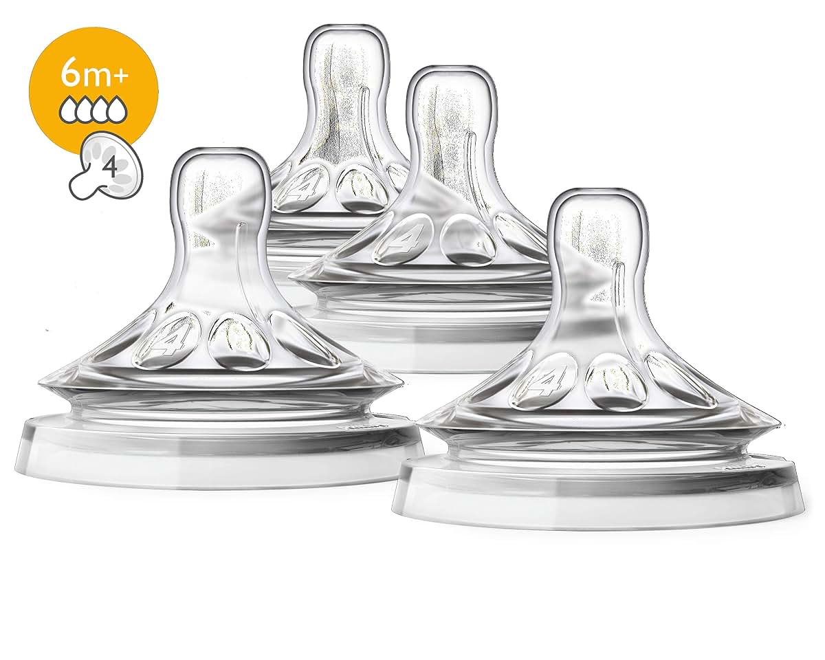 Philips Avent Natural Baby Bottle Fast Flow Nipple, 6M+, Flow 4, SCF654/43, (Pack of 4) (photo 2)