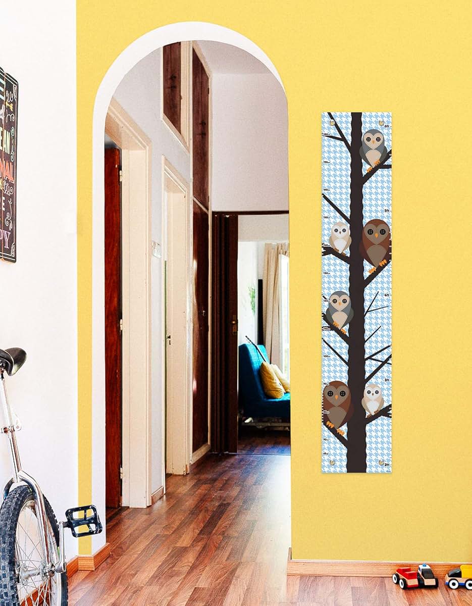 ThisWear Owl Growth Chart, 2-Pack Vinyl Height Chart, 10x51 Inch