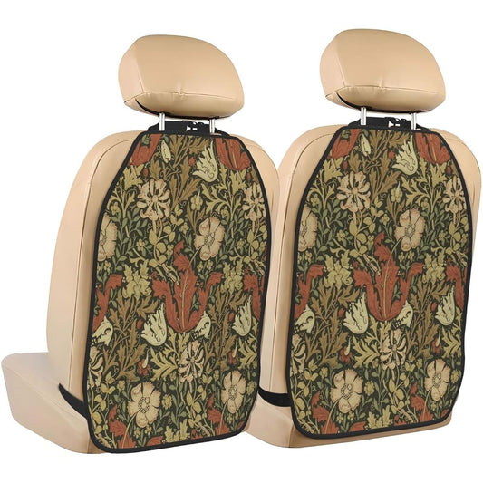 Throyka William Morris Classic Car Seat Back Kick Protectors With Storage Pockets