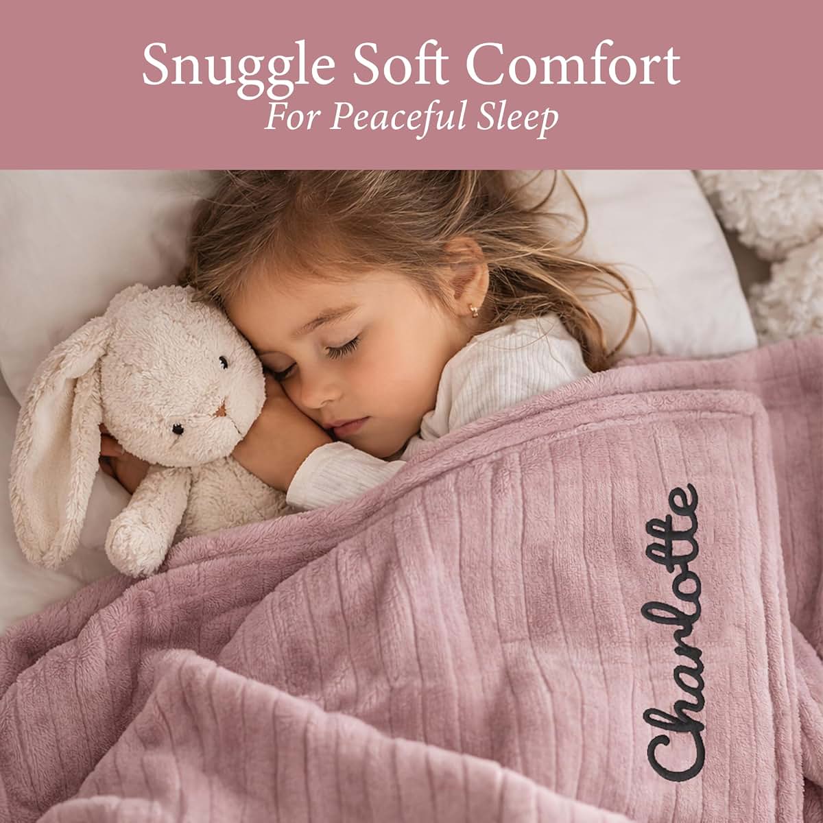 Ababy.com Personalized Baby Swaddle Blanket - Custom Name Embroidery In Blush Pink (photo 3)