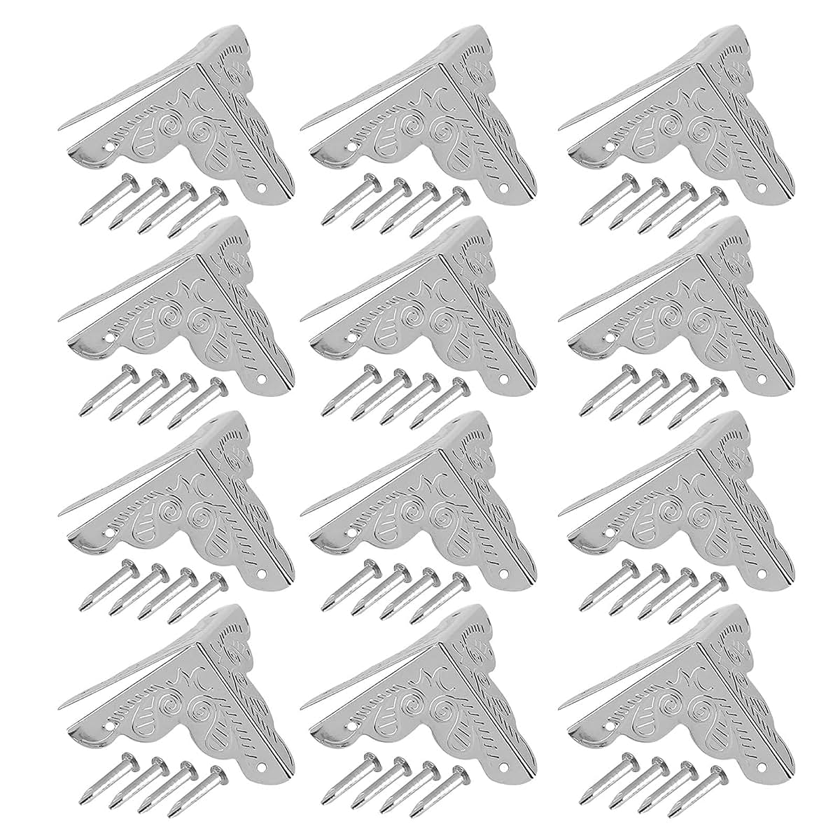 Jwthee 12pcs Mini Jewelry Box Corner, Decorative Box Corner Protector Edges Safety Guards Covers Three Sided Metal
