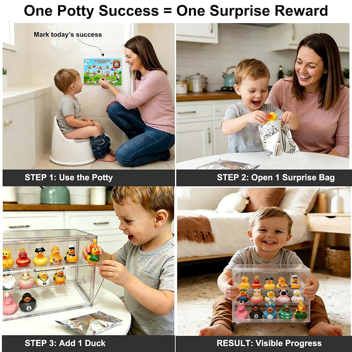 Jovify Living Potty Training Reward System, 15 Blind Bag Ducks with Clear Display Case (photo 2)