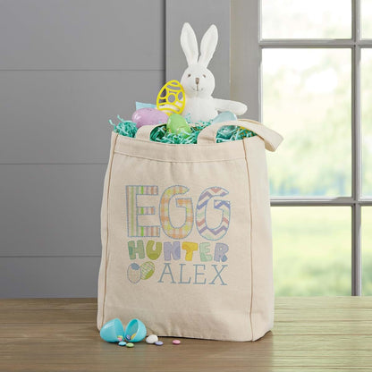 Personalization Universe Egg Hunter Personalized Small Canvas Tote Bag – Custom Kids Easter Basket Bag – Children's (photo 4)