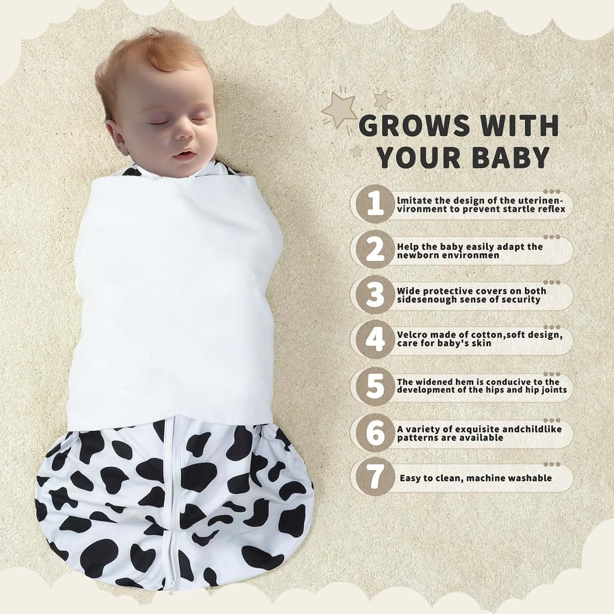 Guntail 3-Way Adjustable Wearable Sleep Sack Swaddle