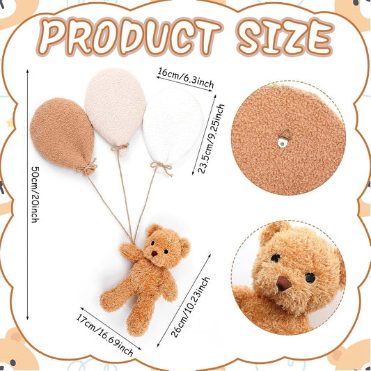 CrystalSylara Teddy Bear Nursery Wall Decor Boho Balloon Nursery Wall Art (photo 2)