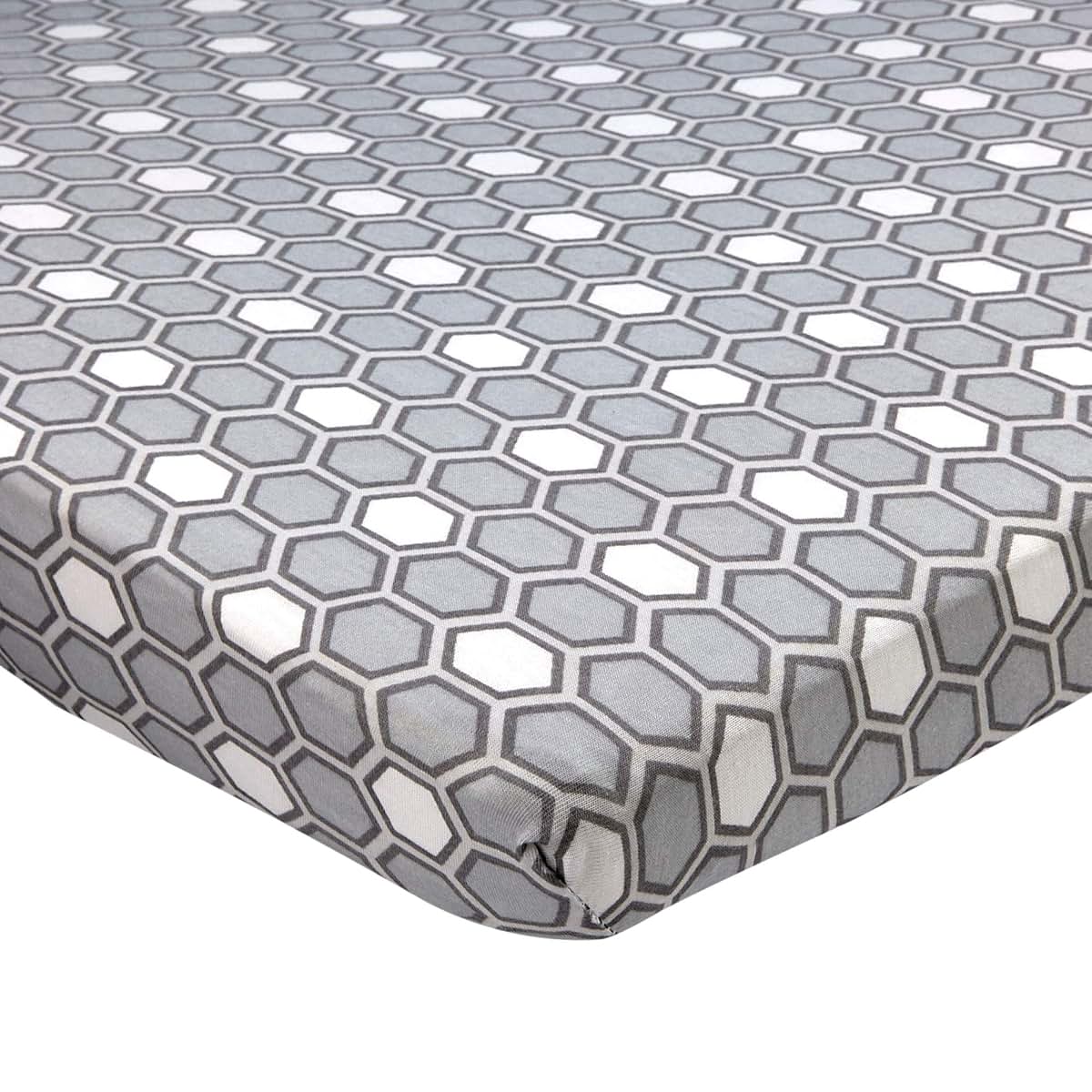 Bassinet Sheets for Baby/Infant Deep Fitted Soft Jersey Knit by Abstract 16" x 32" (Honeycomb Grey)