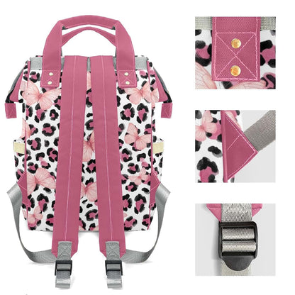 Joyestore Leopard Butterfly Print Custom Diaper Backpack Mom Baby Bag Parent Gift (photo 4)