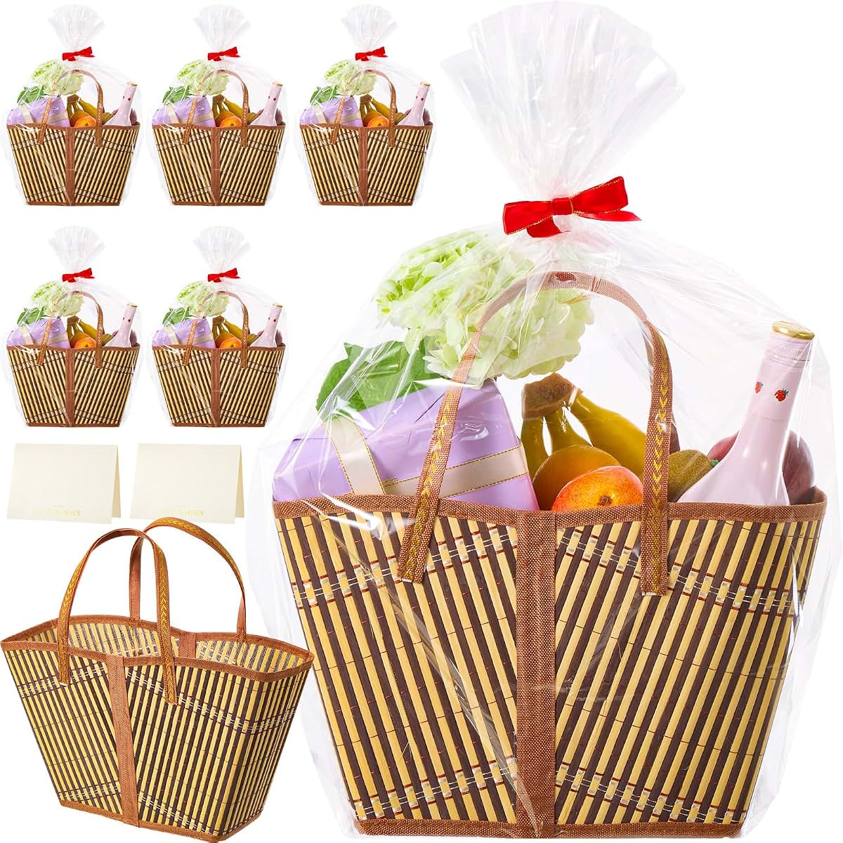 Quzzil Woven Bamboo Gift Basket Kit, 6-Set
